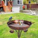 VEWOGARDEN 38" Tall Metal Bird Bath for Outside, Outdoor Bird Bath Feeder with 5-Pronged Stake for Garden, Yard, Patio Decor, Antique Bronze