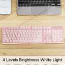 SEUNKWANG V3 Wireless Keyboard and Mouse with Single Backlit, Metal Panel, Bluetooth/2.4G Rechargeable Computer Keyboard and Mouse Combo Silent Lighted Full Size Cute Keyboards-Pink