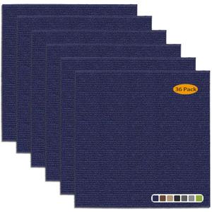 Peel and Stick Carpet Tile 12x 12Self Adhesive Floor Tiles 36Pcs DIY Anti-Slip Reusable Waterproof Squares Carpet for Living Room Bedroom (36PACK, Navy Blue)