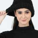 Heat Logic Women Winter Beanie Hat, Warm Stretchy Skull Cap, Soft Cozy Cap, Knit Beanie in Multiple Colors (Black+boucle)