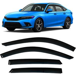 2022-2026 Tape-On Rain Guards for Honda Civic Sedan Side Window Visor Deflectors Lx Ex Si Hpt Sport Touring Durable Vent Shades 2023 2024 2025