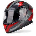 HAX Full Face Motorcycle DOT Approved Helmet with Dual Rear Wing and Pinlock Ready - Lightweight and Durable Motorbike Street Bike Helmet for Adults (Impulse Droid Red, L)