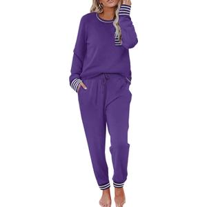 Ekouaer Pajamas Women's Long Sleeve Sleepwear with Long Pants Soft Loungewear Pj Set Small (Purple)