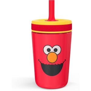 Zak Designs Sesame Street Kelso Toddler Cups For Travel or At Home, 12oz Vacuum Insulated Stainless Steel Sippy Cup With Leak-Proof Design is Perfect For Kids (Elmo)