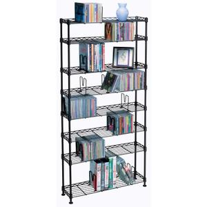Atlantic Maxsteel 8-Tier Heavy Gauge Steel Wire Storage Shelving, holds up to 440 CD; or 228 DVD; or 264 Blu-Ray/Video Game discs, also great for organize collectable/memorabilia, in Black  PN 3020