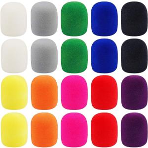 Augshy Microphone Covers Foam,20 Pack Thick Handheld Stage Microphone Windscreen Microphone Cover Foam Karaoke DJ Microphone Covers Disposable(10 Color)