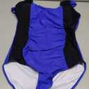 Women's One Piece Tummy Control Swimsuit Ruched Slimming Bathing Suit Color Block Swimwear (Medium, Royal Blue Black)