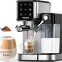 TENKER Espresso Machine 20 Bar, Cappuccino Machine with Automatic Milk Frother, Latte Machine in Stainless Steel Design, 1350W Touchscreen Coffee Maker for Home and Office (Silver)