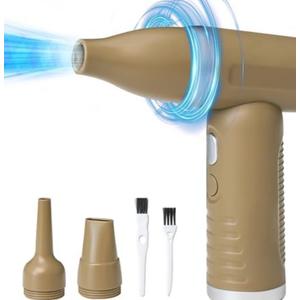 Buzveuya Compressed Air Duster - 3-Phase Brushless Motor, 7.2m/s Super Strong Wind, Multifunctional Jet Fan for Home, Office, Car, and More - Rechargeable and Mini Portable Design (Sandy Yellow)