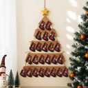 Amyhill Christmas Advent Calendar with 24 Socks Pockets Wooden Christmas Tree Shaped Hanging Advent Calendar Ornament to Fill 24 Days for Wall Indoor Handmade Rustic Holiday Decoration