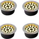 18W Outdoor Ground Lights,Diameter 8 inches,Waterproof IP67 Landscape Light,Warm White 3000K,High Voltage 110V 120V Pathway Lighting for Well,Walkway,Sidewalk,Garden,Yard,Deck,Pack of 4