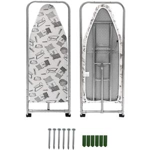 Duwee 14"x38" Wall Mounted and Door Mounted Ironing Board with Heat Resistant Cover (White)
