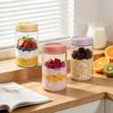 KEYWING 6-Pack 24oz Glass Overnight Oats Jars Wide Mouth Mason Jars with Airtight Lids, Glass Food Containers for Chia Pudding, Oatmeal, Yogurt, Snacks & Meal Prep