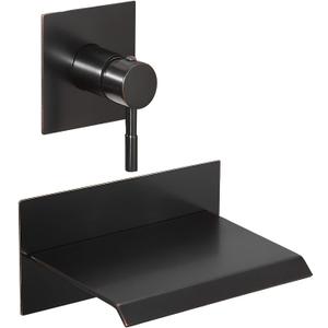 Tub Faucet, Wall Mount Bathtub Faucets, Bathroom Waterfall Tub Filler Single Handle Faucet with Rough in Valve High Flow, Matte Black, Brass