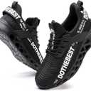 Furuian Steel Toe Sneakers for Men Women Lightweight Safety Shoes Comfortable Puncture Proof Slip On Indestructible Work Shoes (13 Women/11.5 Men, Black)