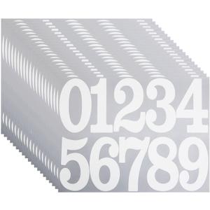 20 Sheets 4-Inch White Number Stickers, 200 Pieces Self-Adhesive and Waterproof Large Numbers Decals for House Address, Mailbox, Warehouse, Outdoor Signs, Classification