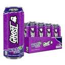 GHOST Energy Drink - 12-Pack, Welch's Grape, 16oz Cans - Energy & Focus & No Artificial Colors - 200mg of Natural Caffeine, L-Carnitine & Taurine - Gluten-Free & Vegan (EXP: 10/2026)