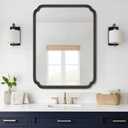 HOMECOOKIN Wood Bathroom Mirrors for Wall Mounted, 30" x40" Rustic Wood Frame Wall Mirrors Decorative for Living Room or Bedroom Vanity Mirror (Black)