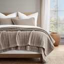 EVERGRACEHOME Stonewashed Cotton Quilt Set Queen Size, Ultra Soft Oversized Bedspread Coverlet Set, Lightweight Crinkle Box Stitch Bedding Sets for All Season, with 2 Shams, Truffle Taupe Brown