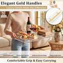 Gerrii 24" x 24" Extra Large Acrylic Ottoman Tray with Gold Handles, Large Clear Coffee Table Serving Tray Square Decorative Centerpiece Platter for Living Room, Bar, Perfume Display and Home Decor