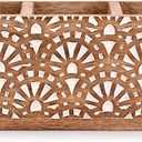 NIRMAN Mango Wood 3 Compartment Multi Purpose Utensil Cutlery Racks for Cutlery, Napkins, Cups Caddy Organizer (11" x 4" x 4.5")