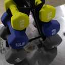 Amazon Basics Neoprene Dumbbell Hand Weights for Exercise and Muscle Toning, Rack with 3 Pairs (5, 10, and 15 Pound)