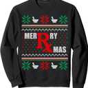 Merry Xmas Pharmacist Ugly Christmas Sweater Pharmacy Tech Sweatshirt L