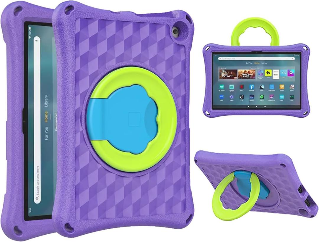 10 in Tablet case for Kids.(2023/2021 Release).Light Weight Anti Slip Shockproof Kids Friendly Case.Incompatible with iPad Samsung TCL Onn 10in Tablet.(Purple)