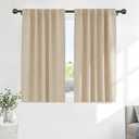 PONY DANCE Short Beige Blackout Curtains for Kitchen Over Sink, Window Drapes Small Soft Rod Pocket Draperies/Window Treatments for Nursery Bedroom, W 42 x L 45 Inches, Biscotti Beige, 2 Panels