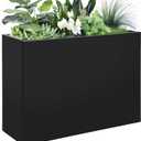 Metal Planter Box 36"x24"x12", Heavy Duty Galvanized Steel Planter Cube, Large Outdoor & Indoor Plant Container, Black Powder Coating Square Garden Box for for Commercial and Residential Use