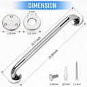 2 PCS Shower Grab Bars for Seniors, 24 Inch Anti Slip Shower Handle, Stainless Steel Bathroom Balance Bar, Safety Hand Rail Support, Assist Bath Handrails for Handicap, Elderly, Pregnant