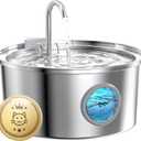 Stainless Steel Pet Water Fountain: 108oz/3.2L Cat Fountains with Led Light - Metal Bowl