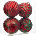 Hollyone 4.7 Inch Large Red and Green Christmas Ornaments 4Pcs Christmas Tree Balls Ornaments Shatterproof Christmas Ornaments for Xmas Tree Decor Holiday Party Wreath Home Decor (Red & Green, 120mm)