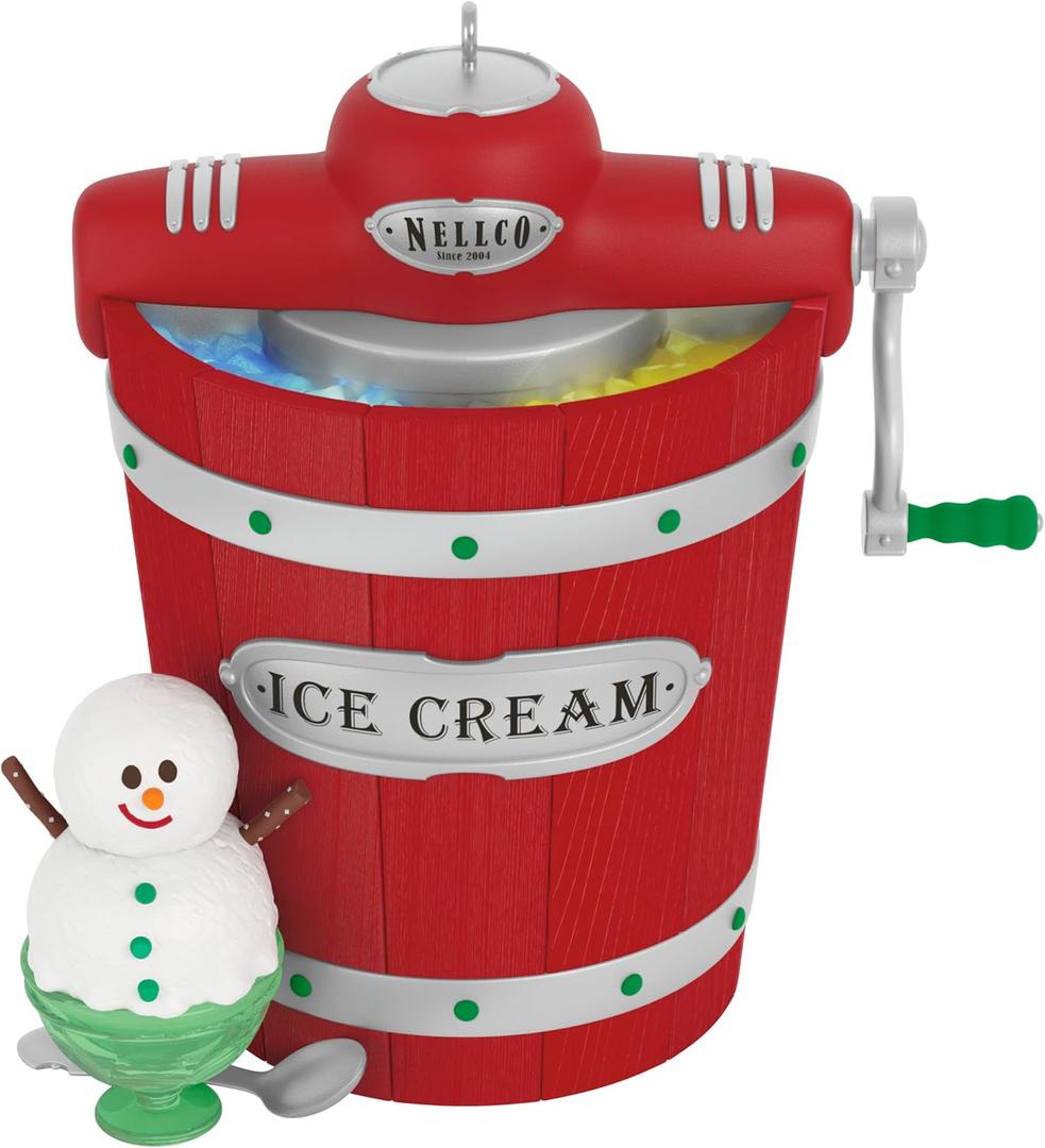 Hallmark Keepsake Christmas Ornament, Nellco Ice Cream Maker Musical with Light, Nostalgia Gifts