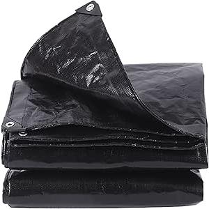 Tarpaulin Heavy Duty Waterproof 170 x 480 cm Cover Tarp Ground Sheet 160 G ㎡, Windproof Tear Resistant Easy to Wash for Furniture Ground Covers, Black