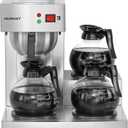 12 Cup Commercial Coffee Maker, Drip Coffee Maker Machine with 3 Warmers Plate and 3 Glass Decanters, Stainless Steel Pour Over Commercial Coffee Brewer for Restaurant, Office, Cafe Use (Manual-Filling)