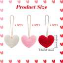 Fumwase 24PCS Crochet Heart Ornaments for Valentine Tree Handmade Red Pink White Hanging Heart Vase Filler for Home Wedding Anniversary Party Decor (Red Pink White)