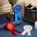MTLEE Award Ribbon Rosette Set Satin Participation Ribbon Honorable Awards Badge Blue Red and White Prizes 1st 2nd 3rd Place Medals for Classroom Prize Science Fair Talent Show(12 Pcs)
