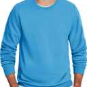 TACVASEN Men's Long Sleeve Crewneck Sweatshirt Winter and Fall Casual Warm Sweatshirt Fleece Lined Pullover (Blue, XXL)