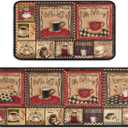 2 Piece Coffee Kitchen Decor Rug Set, Home Kitchen Sink Rugs and Mats Non Skid Washable Absorbent Microfiber Kitchen Floor Carpet 17"x47"+17"x30"