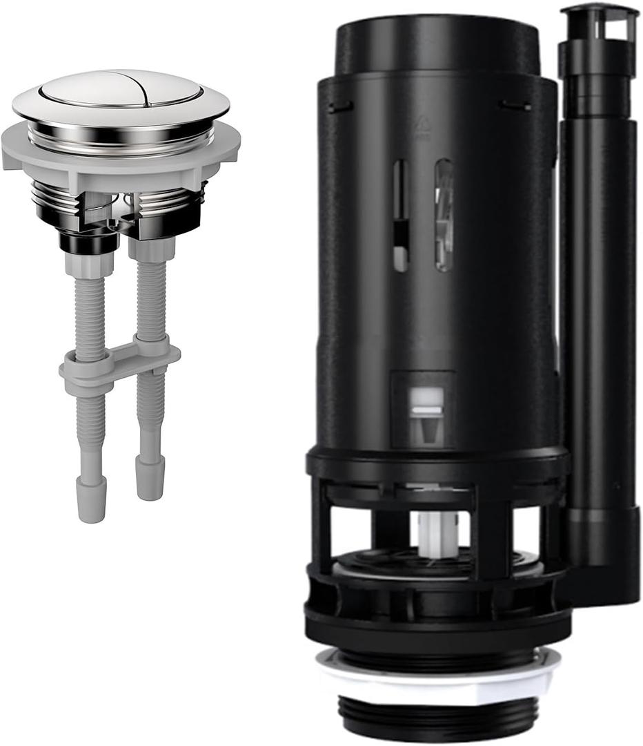 R&T 3-Inch Dual Flush Valve with Top Push Button Toilet Repair Kit Inside Tank dual flush valve replacement kit for 2-piece Toilet, Quick Fix Toilet Leaking, Running Water and Ghost Flush A2422M