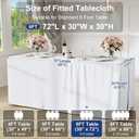 Homing 2 Packs Rectangle Fitted Tablecloth, 6 Foot Washable Fabric Table Cloth, Waterproof Polyester Table Cover for Party, Trade Show, Outdoor and Indoor (White, 30" x 72")