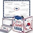 algpty Graduation Decorations - Red Blue White 2025 - Giant Guest Book Alternative, 36PCS Graduation Advice Cards, Signature Board Congrats Grad Decorations Supplies