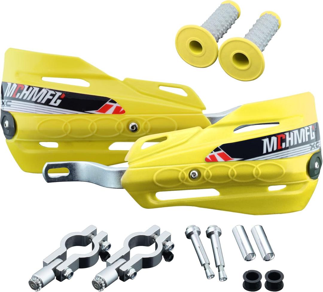 Dirt Bike Hand Guards with Grips - Universal Motorcycle Handguards for Pit Bikes ATV Motocross Enduro Yellow