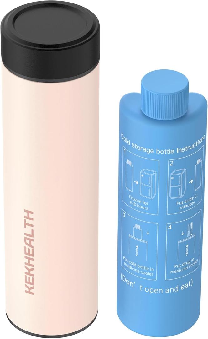 Compact 60H Insulin Cooler Travel Case TSA Approved Ice Packs Medication Cooler for Travel Temp-observable Refrigerated Medicine Diabetic Travel Case With QR Medical Travel Tag (Rose Quartz)