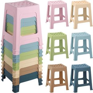 TURSTIN 12 Pack Plastic Stools 16.9 Inch Nesting Stools Bohemia 6 Color Portable Backless Bar Stool Flexible Seating Chairs for Back-to-School Season Classroom Office Home