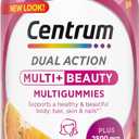 Centrum MultiGummies Multi+ Beauty Dual Action Multivitamin, Specially Designed with Biotin for Healthy Hair, Skin and Nails, Cherry/Berry/Orange Flavors - 100 Count