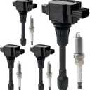 Set of 4 Ignition Coil Pack & Iridium Spark Plugs Compatible with 1.6L 1.8L 2.0L 2.5L L4 2007-2018 Nissan Altima Rogue Sentra Versa Cube Frontier NV200, Infiniti FX50 M56 Q70 QX60 Replace UF549 & 9029