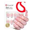Curvlife Press on Nails Acrylic Fake Nails with French Gradient Pink Design Full Cover False Nails for Women Reusable Nail Kit with Nail Glue Adhesive Tabs