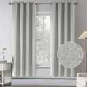 Off White Burlap Textured Linen 100% Blackout Curtains for Bedroom - 63 Inches Long Energy Saving Thermal Insulated Window Treatment Curtain Drapes for Living Room(2 Panels,W 52 x L 63 Inch)